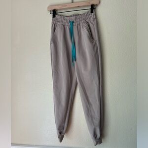 Figs Gray Joggers with Teal Drawstring